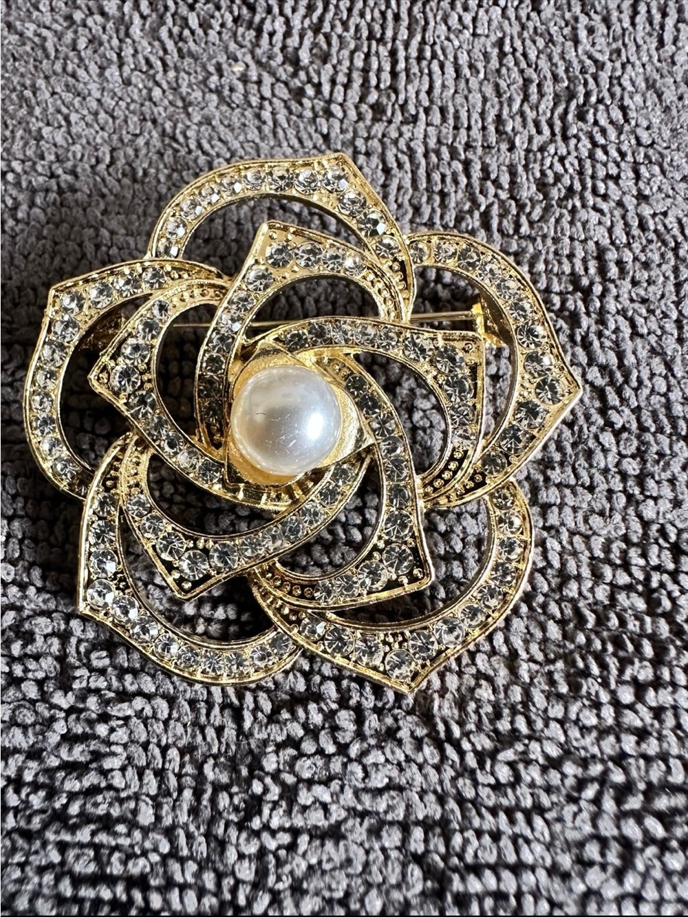 Gold-Tone Pearl & Crystal Floral Brooch - Women Jewelry